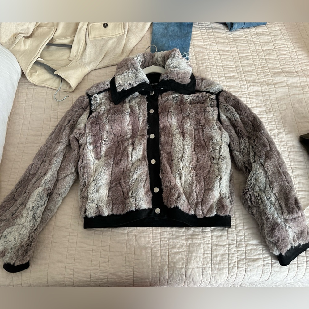 Small Boutique Fur Coat with silver buttons